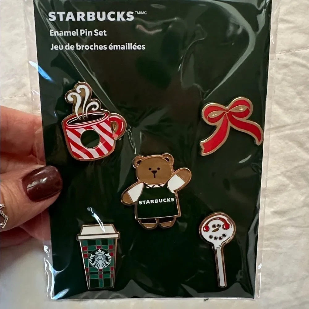 Starbucks Bear and Coffee Cup Enamel Pin Set of 5 2025 Limited Edition